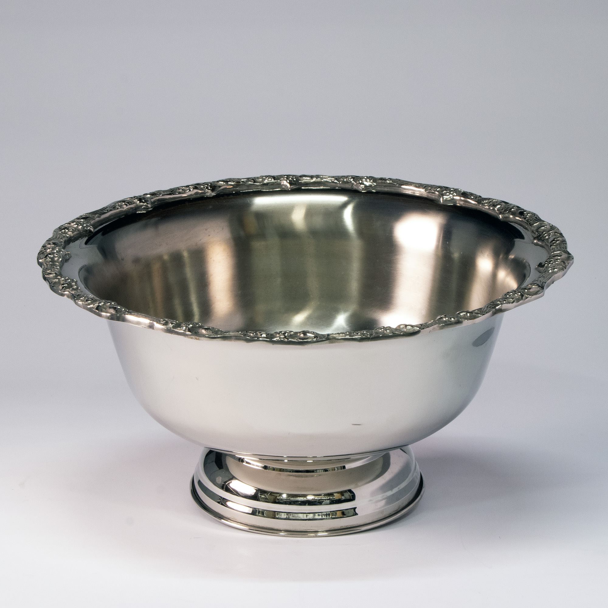 Stainless Ornate Footed Punch Bowl