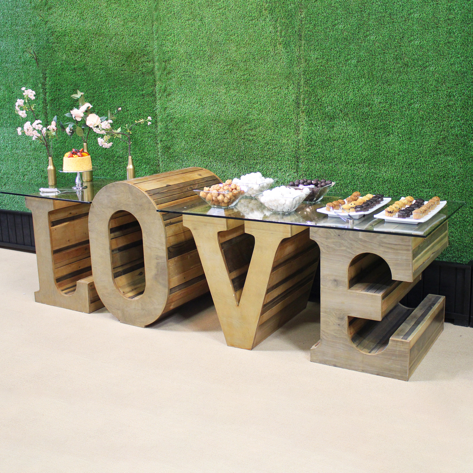LOVE Table- Rustic Wood Town Country Event Rentals - Main Image