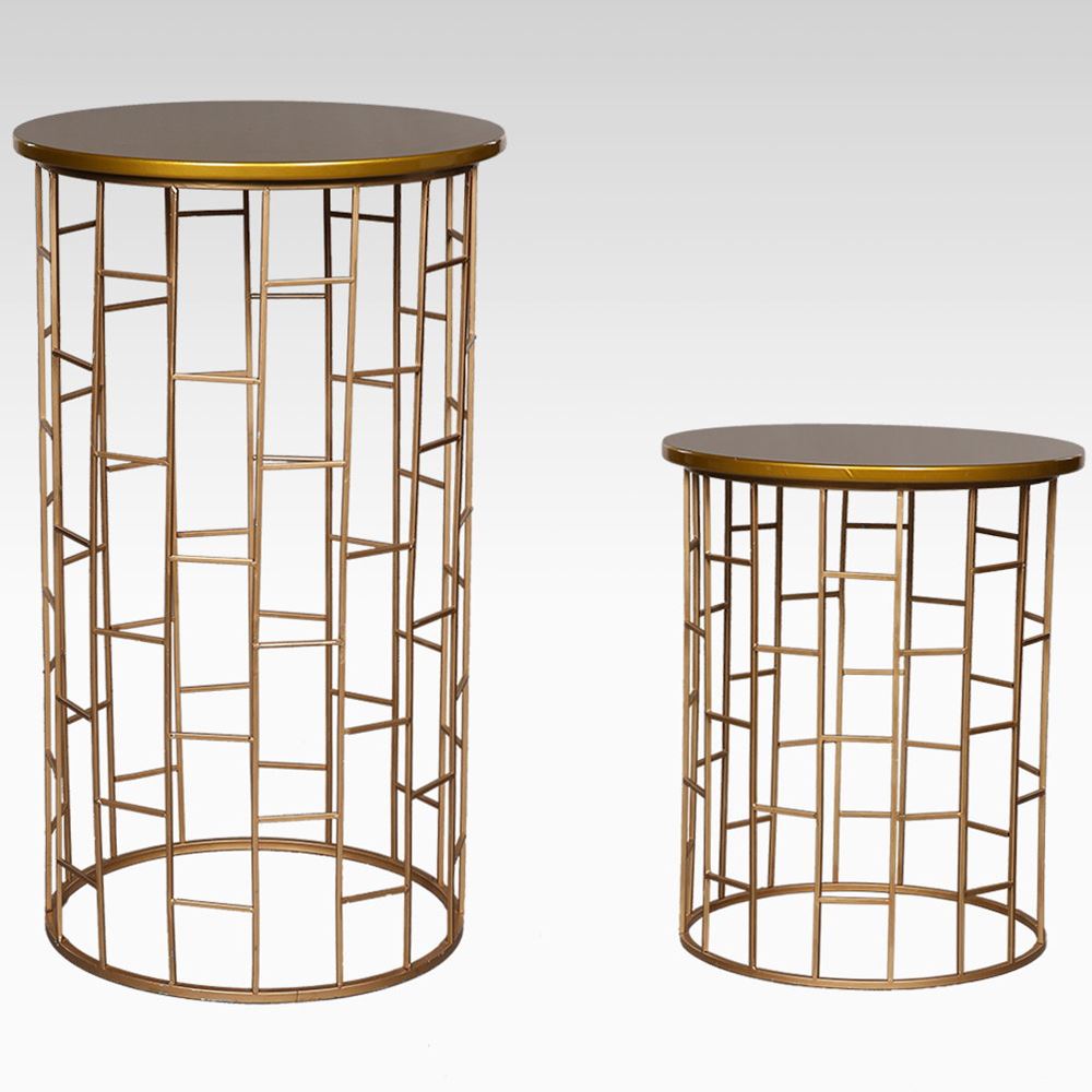 Spectra Gold Pedestal and End Tables