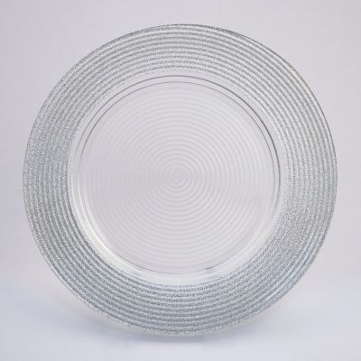 Image of 12" Saturn Silver Sparkly Charger Plate