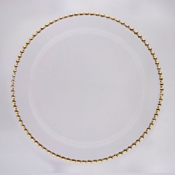 13" Gold Beaded Glass Charger