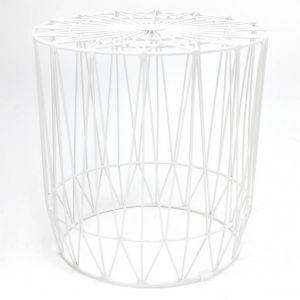 Wire End Table, White