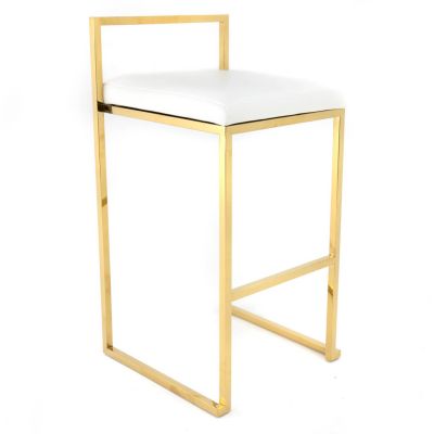 Image of Theo Barstool, Gold Frame, White Cushion