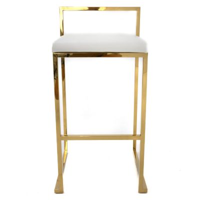 Image two of Theo Stool, Gold Frame, White Cushion