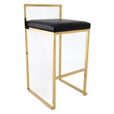 Image of Theo Stool, Gold Frame, Black Cushion