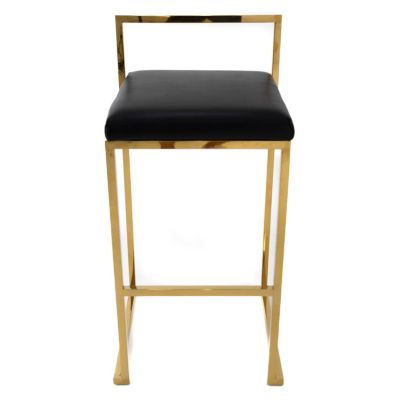 Image two of Theo Stool, Gold Frame, Black Cushion