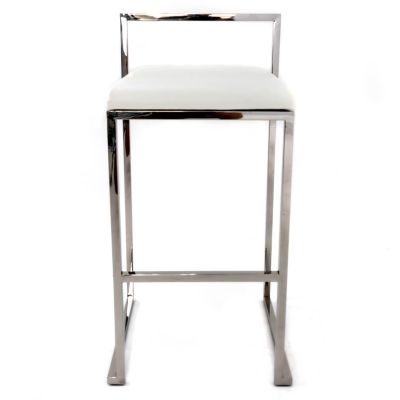 Image two of Theo Stool, Silver Frame, White Cushion