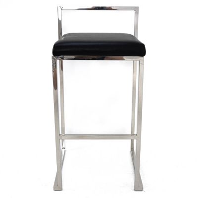 Image two of Theo Stool, Silver Frame, Black Cushion