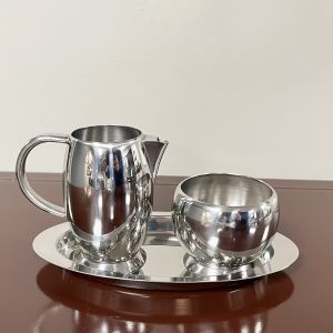 Stainless Steel Sugar Bowl and Creamer Set