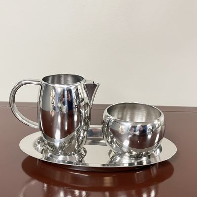 Image of Stainless Steel Sugar Bowl and Creamer Set