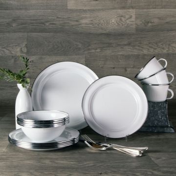 Enamelware with Pewter Trim