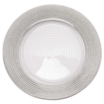 Image of Saturn Silver Sparkly Charger 12"