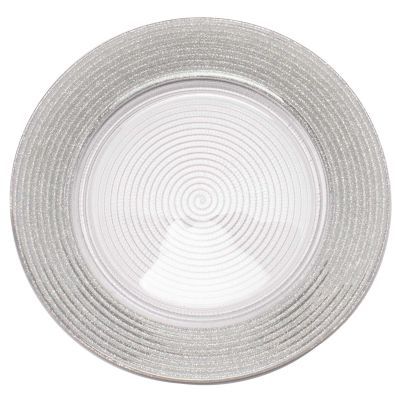 Image of Saturn Silver Sparkly Charger 12"