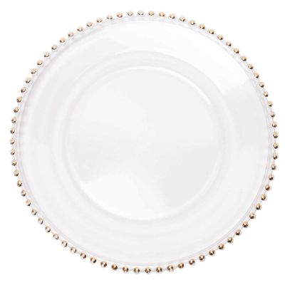 Image of Gold Beaded Glass Charger 13"