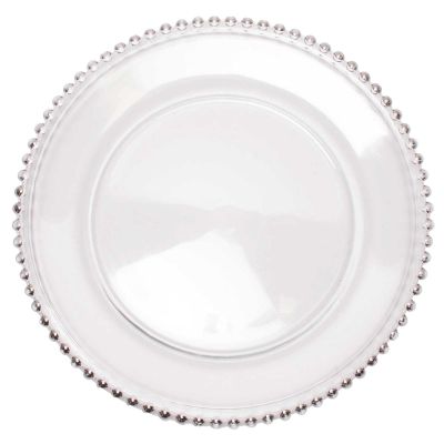 Image of Platinum Beaded Glass Charger 13"