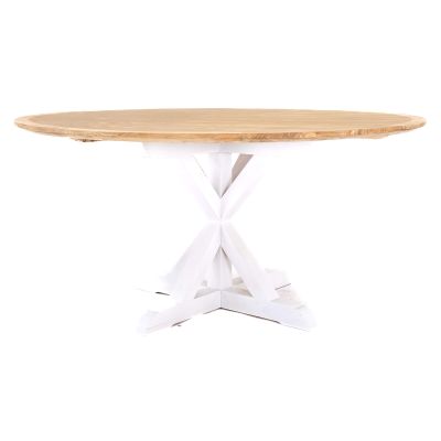 Image two of Hampton Dining Table, Round, Natural Oak, with White Legs