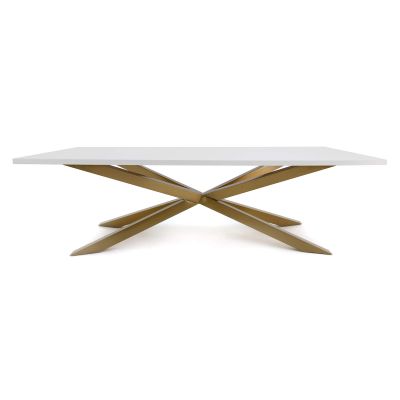 Image of Lazio Dining Table, Gold Frame, White Top