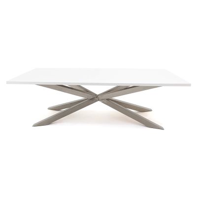 Image of Lazio Dining Table, Silver Frame, White Top