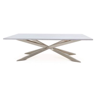 Image of Lazio Dining Table, Silver Frame, Grey Top