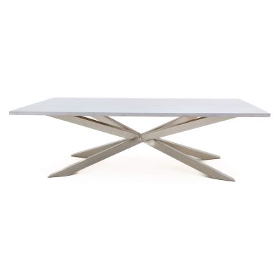 Image of Lazio Dining Table, Silver Frame, Grey Top