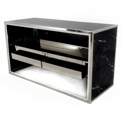Image two of Milo Bar, Silver Frame, Marble Nero