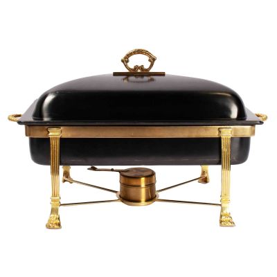 Image of Black Onyx & Gold Rectangular 8 Quart Chafer