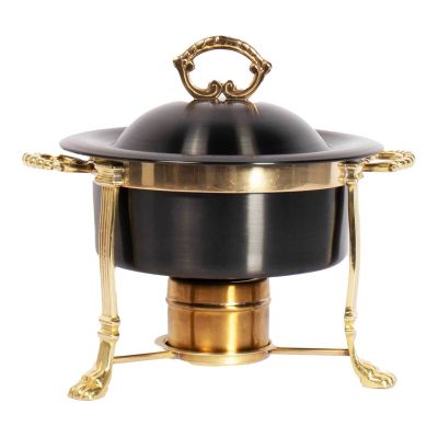 Image of Black Onyx & Gold Round 2 Quart Chafer