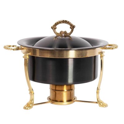 Image of Black Onyx and Gold  4 quart Round Chafer
