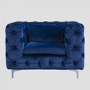 Blue Velvet Tufted Chair