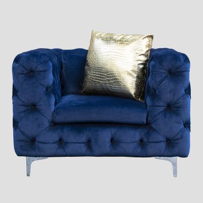 Image two of Blue Velvet Tufted Chair