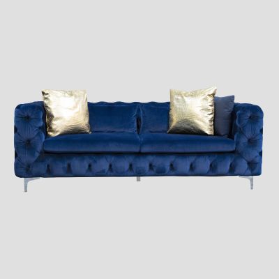 Image two of Blue Velvet Tufted Sofa