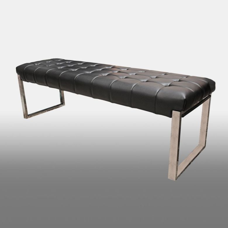 Black Leather Tufted Bench for Rent | Town & Country Event Rentals