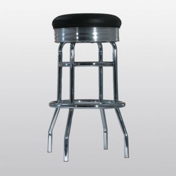 Chrome Stool with Black Seat