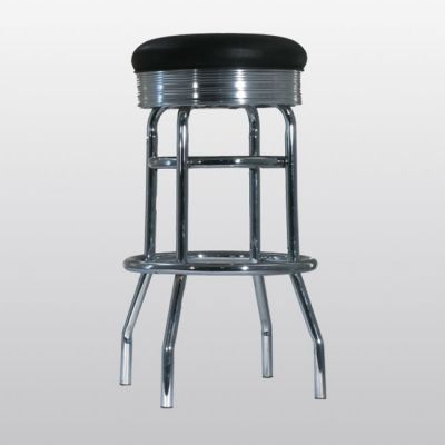 Image of Chrome Stool with Black Seat