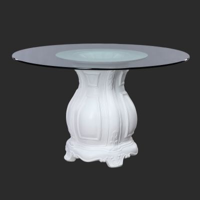 Image of Cielo Blanco Pedestal Table with Glass
