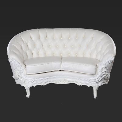 Image of Cielo Blanco White Victorian Style Loveseat