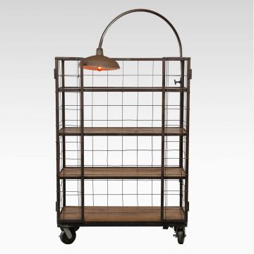 Edison Back Bar Cart with Antique Light
