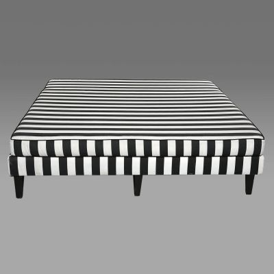 Image of Black & White Encore Striped Square Ottoman