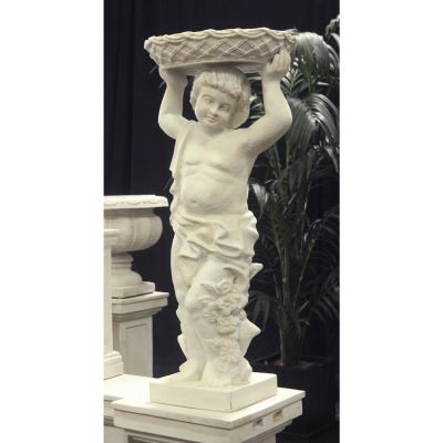Image two of Marble Flower Basket Cherub Statue