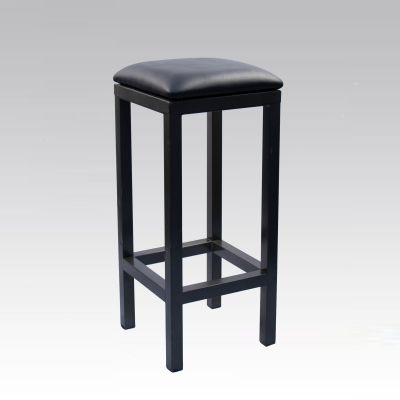 Image of Raw Steel Stool with Black Seat
