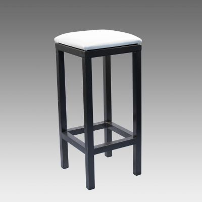 Image of Raw Steel Stool with White Seat