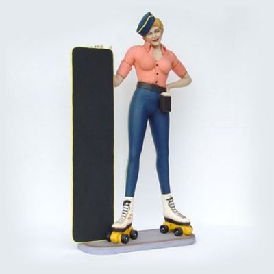 Image of Menu Board Rollerskater Statue