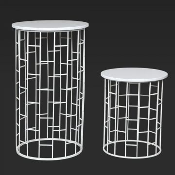 Spectra White Pedestal and End Tables