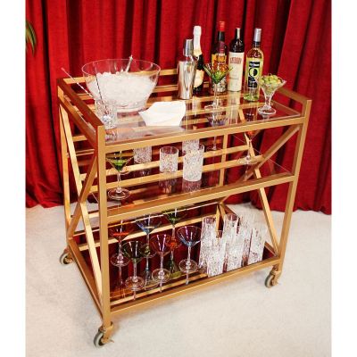 Image two of Tangier Gold Three Shelf Bar Cart