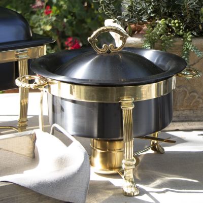 Image of Black Onyx and Gold  4 quart Round Chafer