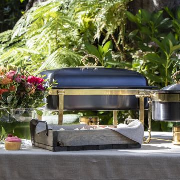 Black Onyx & Gold Rectangular 8 Quart Chafer