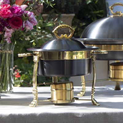 Image of Black Onyx & Gold Round 2 Quart Chafer