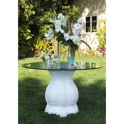 Image two of Cielo Blanco Pedestal Table with Glass