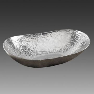 Hammered Aluminum Large Oval Bowl 14"x22"