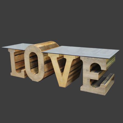 Image two of LOVE Table- Rustic Wood